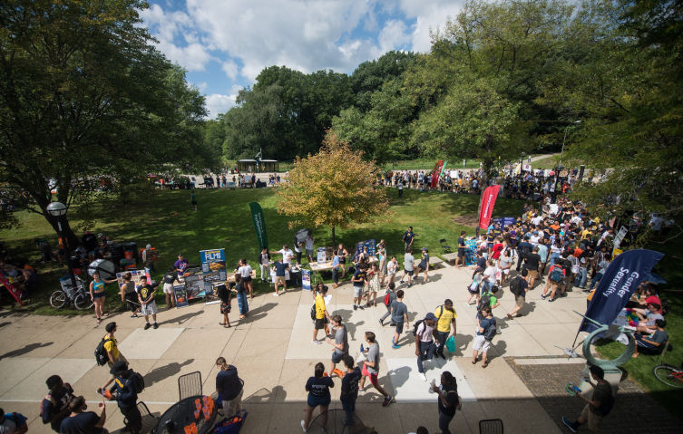 crowd of people walking