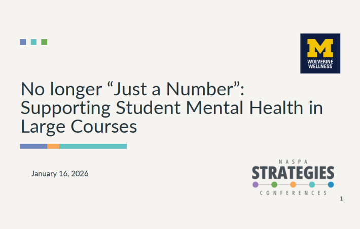 No Longer Just a Number - Presentation slide from NASPA strategies