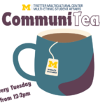 CommuniTEA mug of tea image, text: every tuesday 12pm-2pm